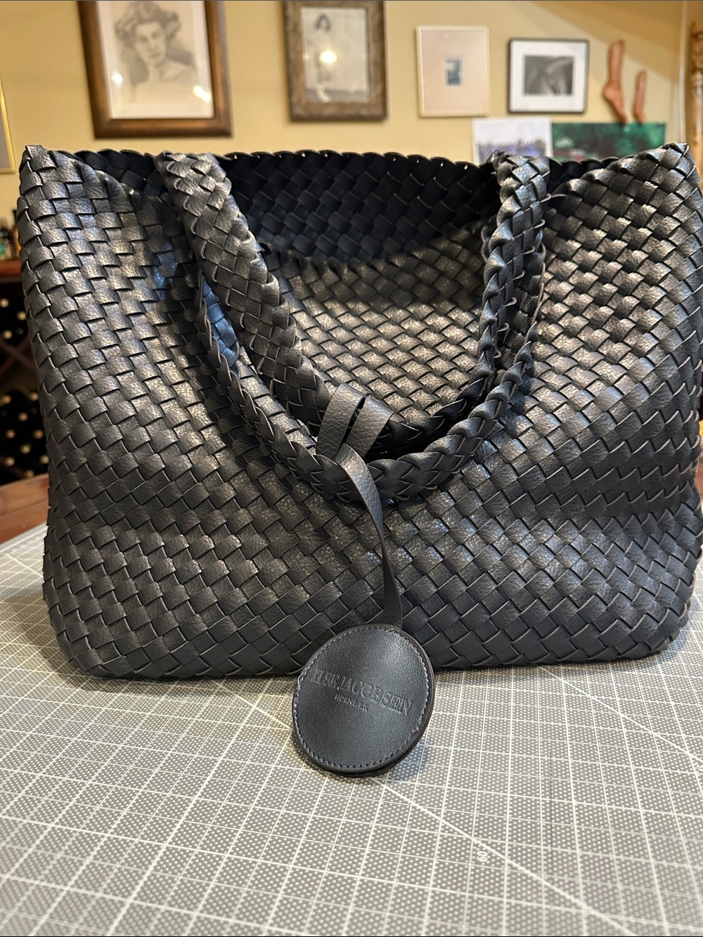 Ilse Jacobsen Hornbaek vegan leather woven tote 18 x 12 x 6